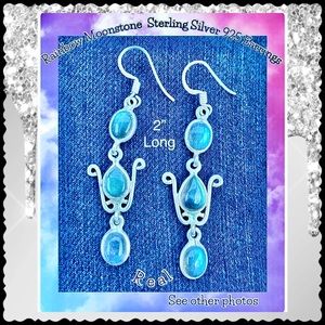 Real sterling silver 925 real rainbow moonstone earrings